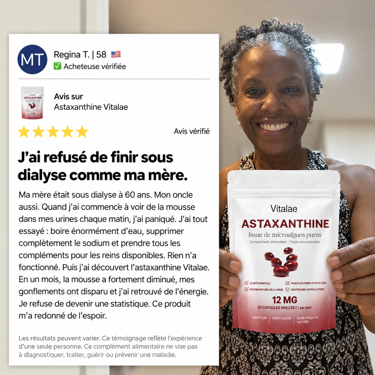 Vitalae Astaxanthine 12mg Softgels - Aide naturellement à lutter contre le stress oxydatif
