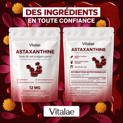 Vitalae Astaxanthine 12mg Softgels - Aide naturellement à lutter contre le stress oxydatif