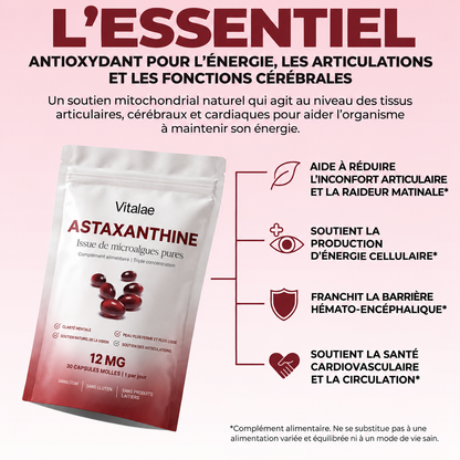 Vitalae Astaxanthine 12mg Softgels - Aide naturellement à lutter contre le stress oxydatif
